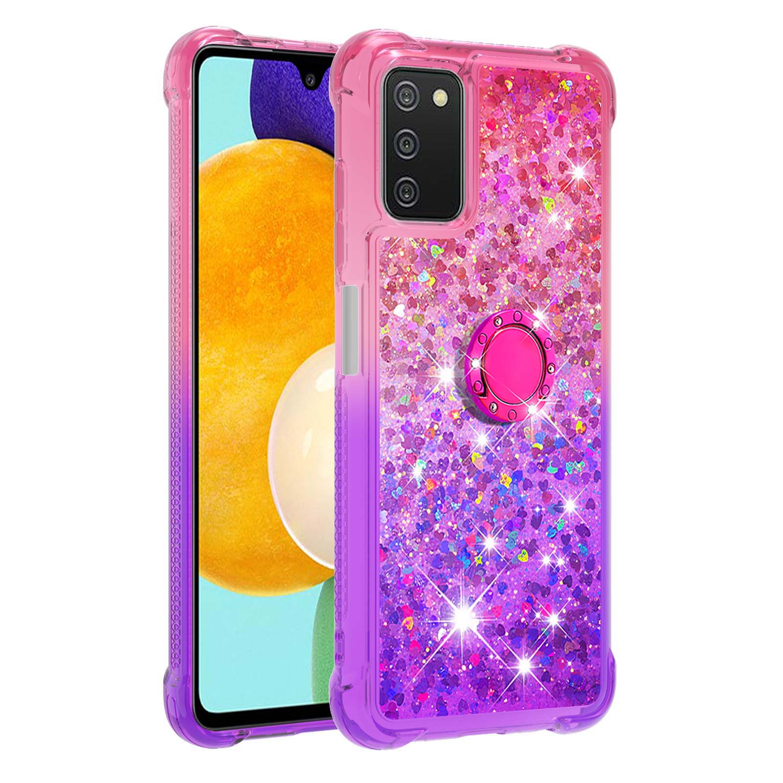 

Bling Sparkle Gradient Quicksand Heavy Duty Shockproof TPU Case with Ring Holder for Samsung Galaxy A03s (166.5 x 75.98 x 9.14mm) - Pink/Purple, Samsung Galaxy A03s (166.5 x 75.98 x 9.14mm)