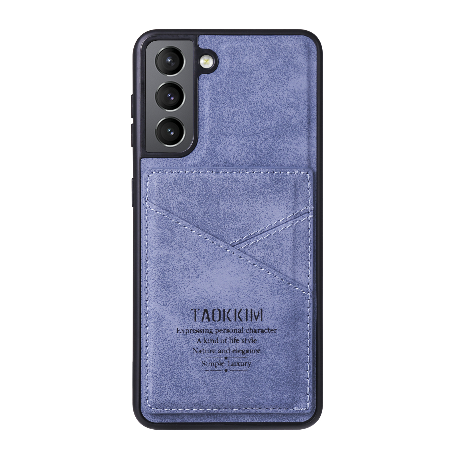 

TAOKKIM Kickstand Card Holder Design Vintage Style PU Leather + TPU Phone Cover Case for Samsung Galaxy S21+ 5G - Blue, Galaxy S21+ 5G