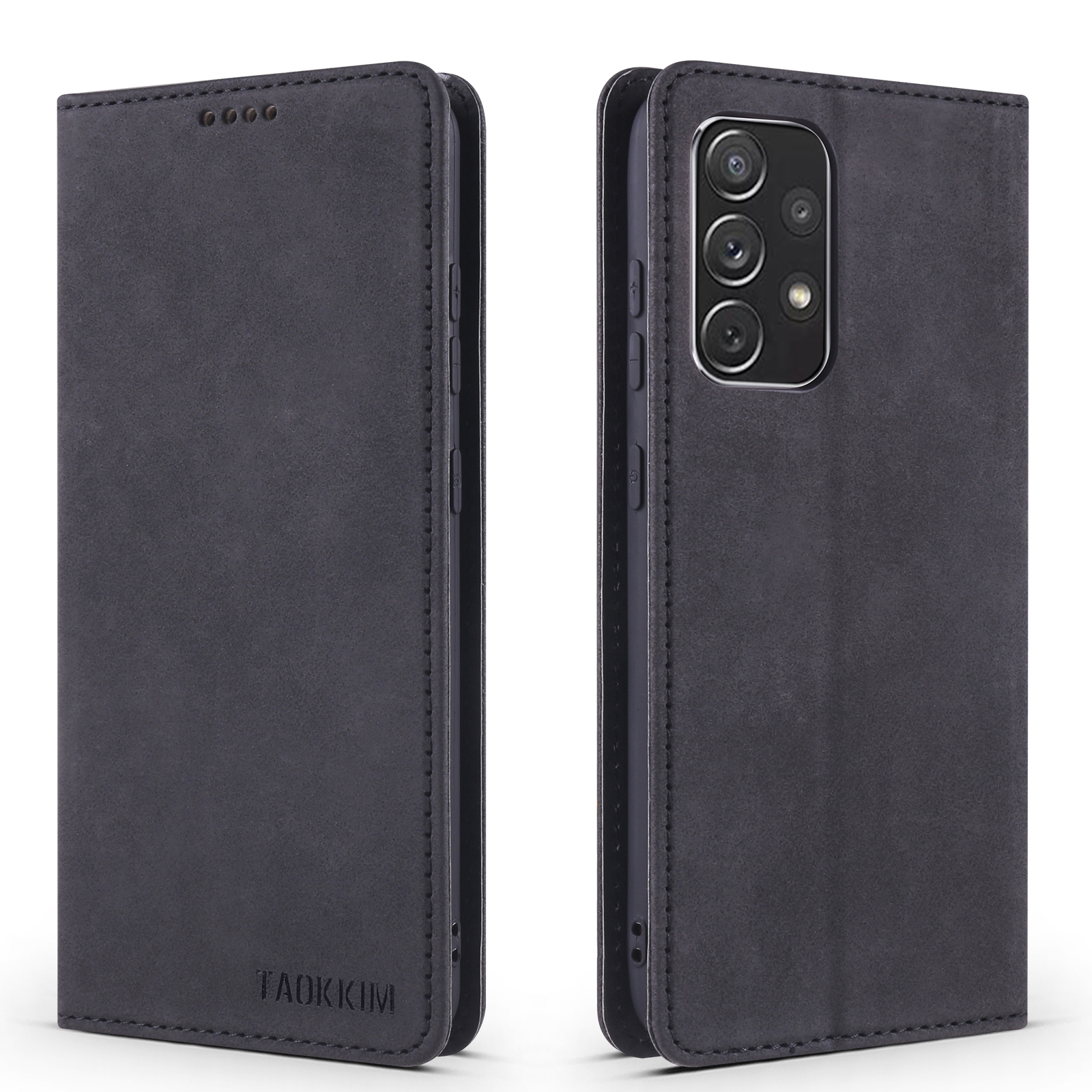 

TAOKKIM Retro Style Auto-absorbed Leather Phone Cover Case for Samsung Galaxy A52 4G/5G / A52s 5G - Black, Galaxy A52 5G