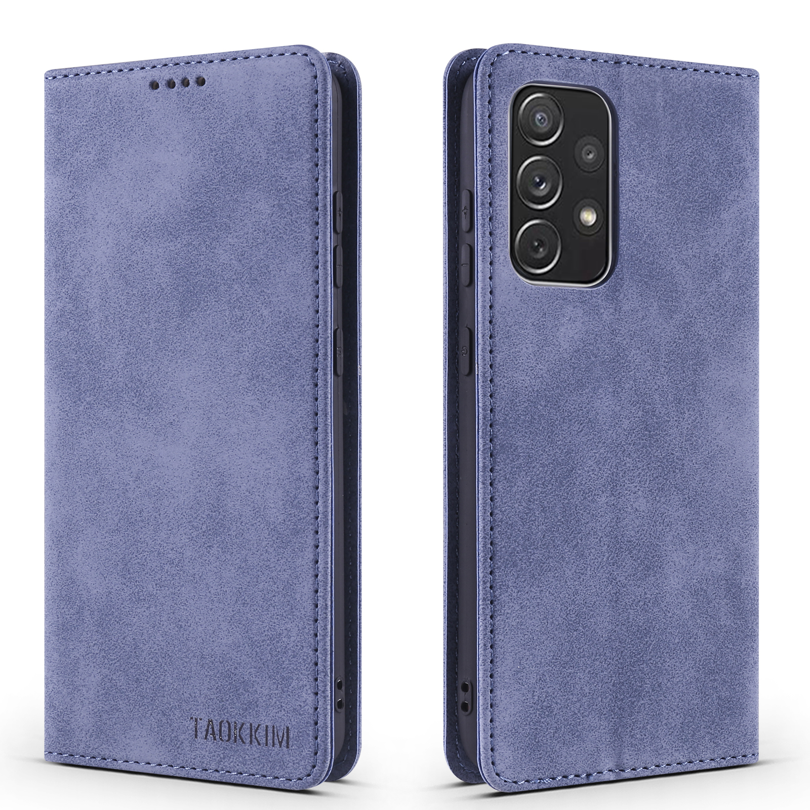 

Taokkim Retro Style Auto-absorbed Кожаный Телефон Для Samsung Galaxy A52 4G/5G / A52s 5G - Синий, Galaxy A52 5G