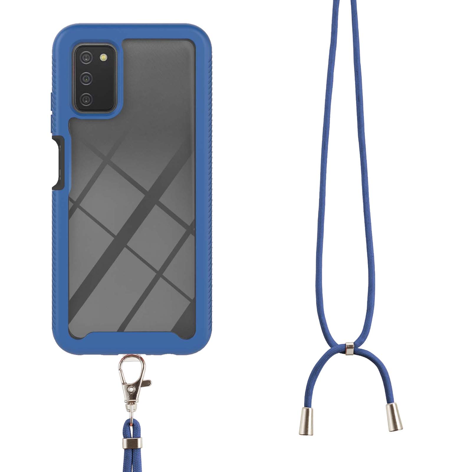 

TPU + PC Hybrid Полная Защитная Крышка Телефона с Lanyard Для Samsung Galaxy A03s (166,5 x 75,98 x 9,14 Мм) - Синий, Samsung Galaxy A03s (166.5 x 75.98 x 9.14mm)