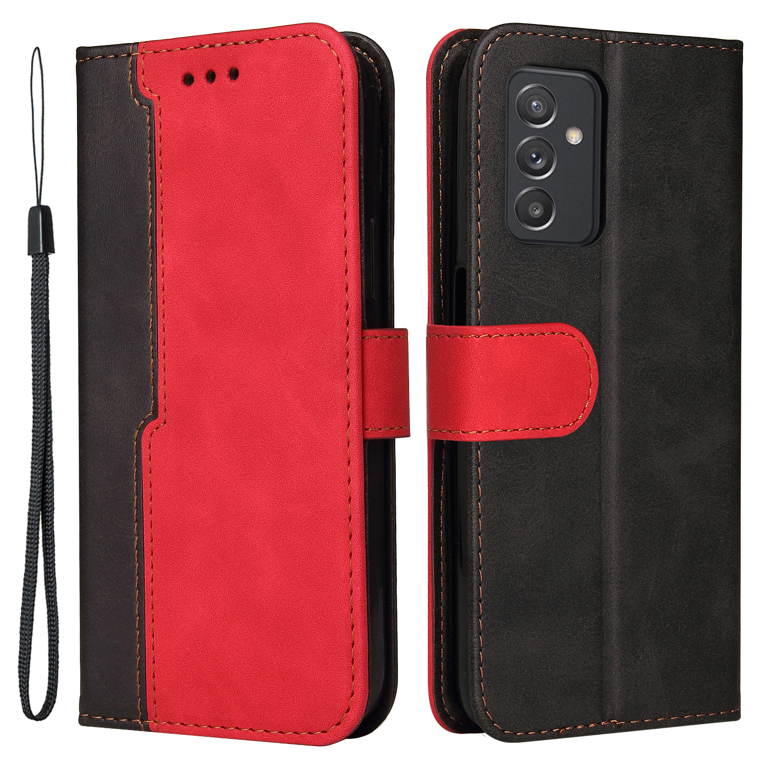 

For Samsung Galaxy Quantum 2 Stylish Color Splicing Leather Phone Cover with Wallet - Red, Galaxy Quantum 2