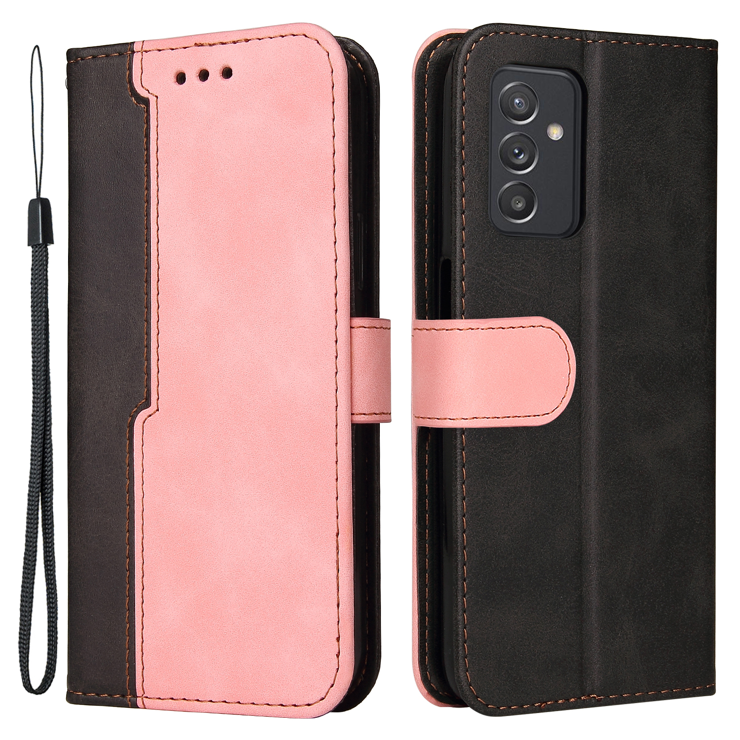 

For Samsung Galaxy Quantum 2 Stylish Color Splicing Leather Phone Cover with Wallet - Pink, Galaxy Quantum 2