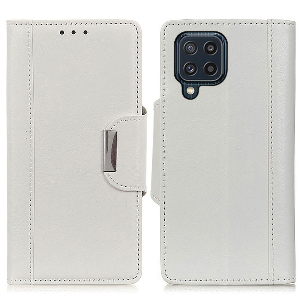 

Full Protection Wallet Stand PU Leather Mobile Phone Casing for Samsung Galaxy M32 (Global Version) Protective Case - White, Galaxy M32 (Global Version)