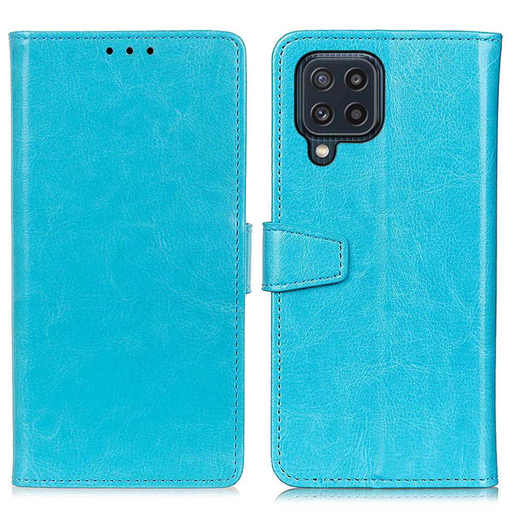 

Folio Flip Full Protection Wallet Stand Design Leather Case for Samsung Galaxy M32 (Global Version) - Blue, Galaxy M32 (Global Version) 4G
