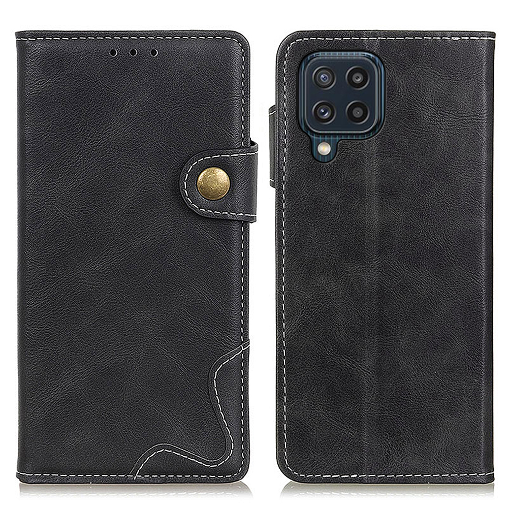 

S-shape Stitching Line Design Anti-drop Leather Wallet Case for Samsung Galaxy M32 (Global Version) - Black, Galaxy M32 (Global Version) 4G