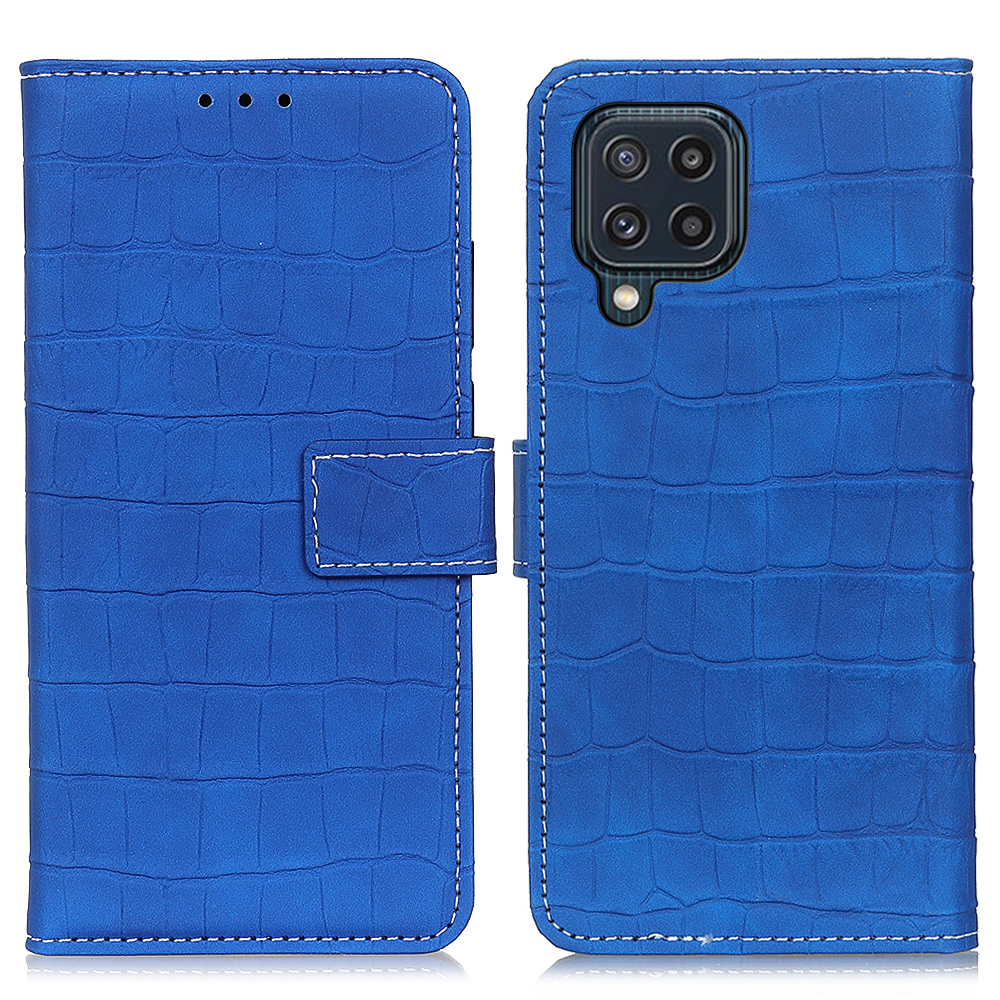 

Crocodile Texture Folio Flip Leather Wallet Cell Phone Stand Case for Samsung Galaxy M32 (Global Version) (Global Version) - Blue, Galaxy M32 (Global Version)
