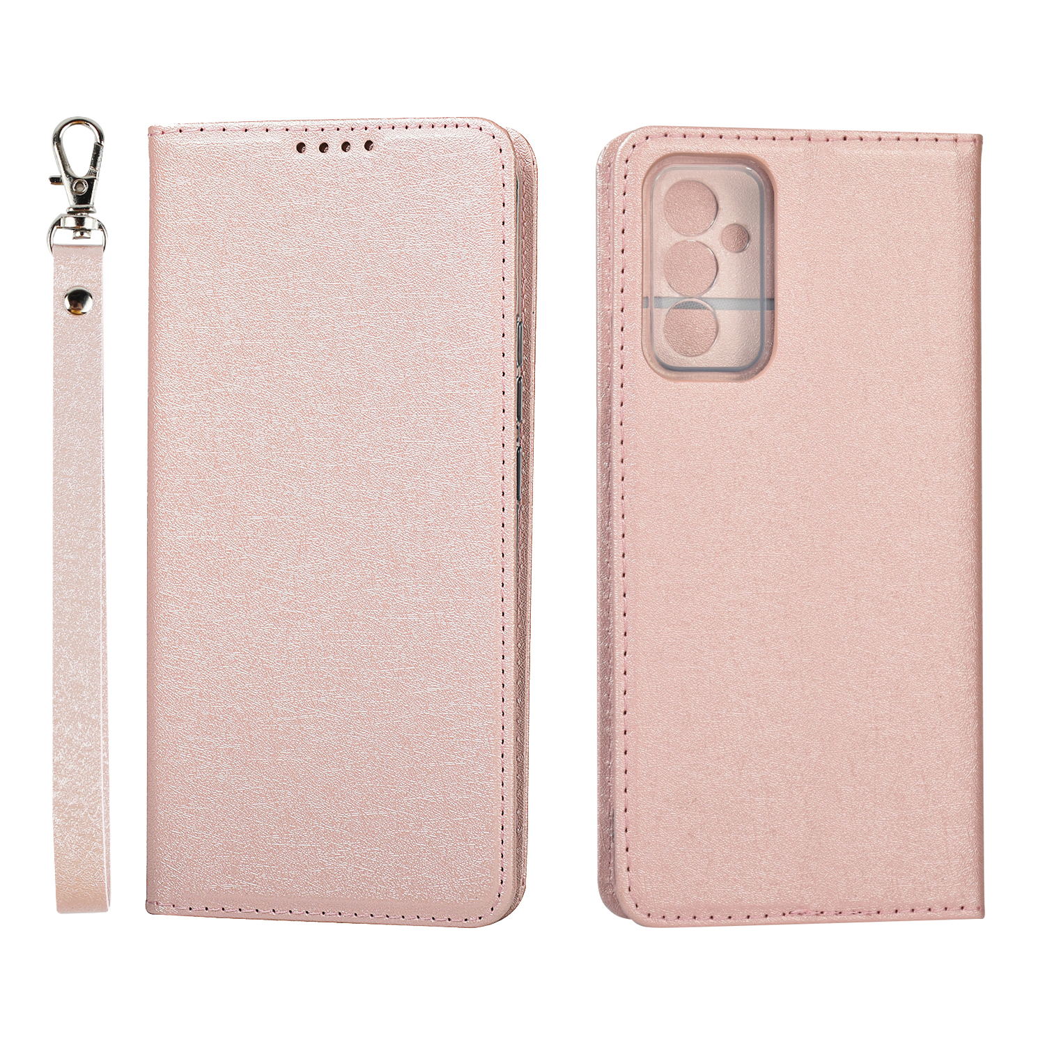 

Silk Texture Leather Wallet Case with Strap for Samsung Galaxy A82 5G - Rose Gold, Galaxy A82 5G