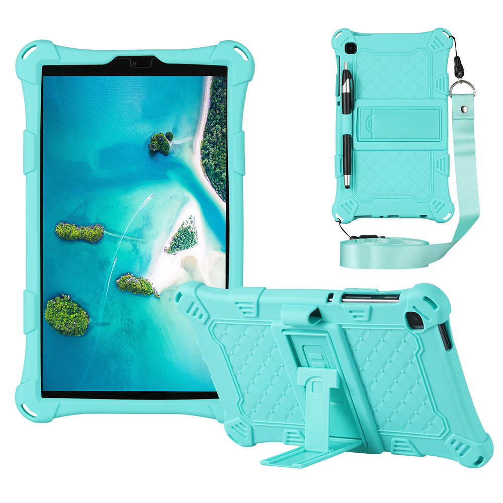

Shockproof Full-Body Silicone Protective PC Rugged Durable Kickstand Case with Pencil Holder and Shoulder Strap for Galaxy Tab A7 Lite 8.7-inch / SM-T220 (Wi-Fi)- Green, Galaxy Tab A7 Lite 8.7-inch