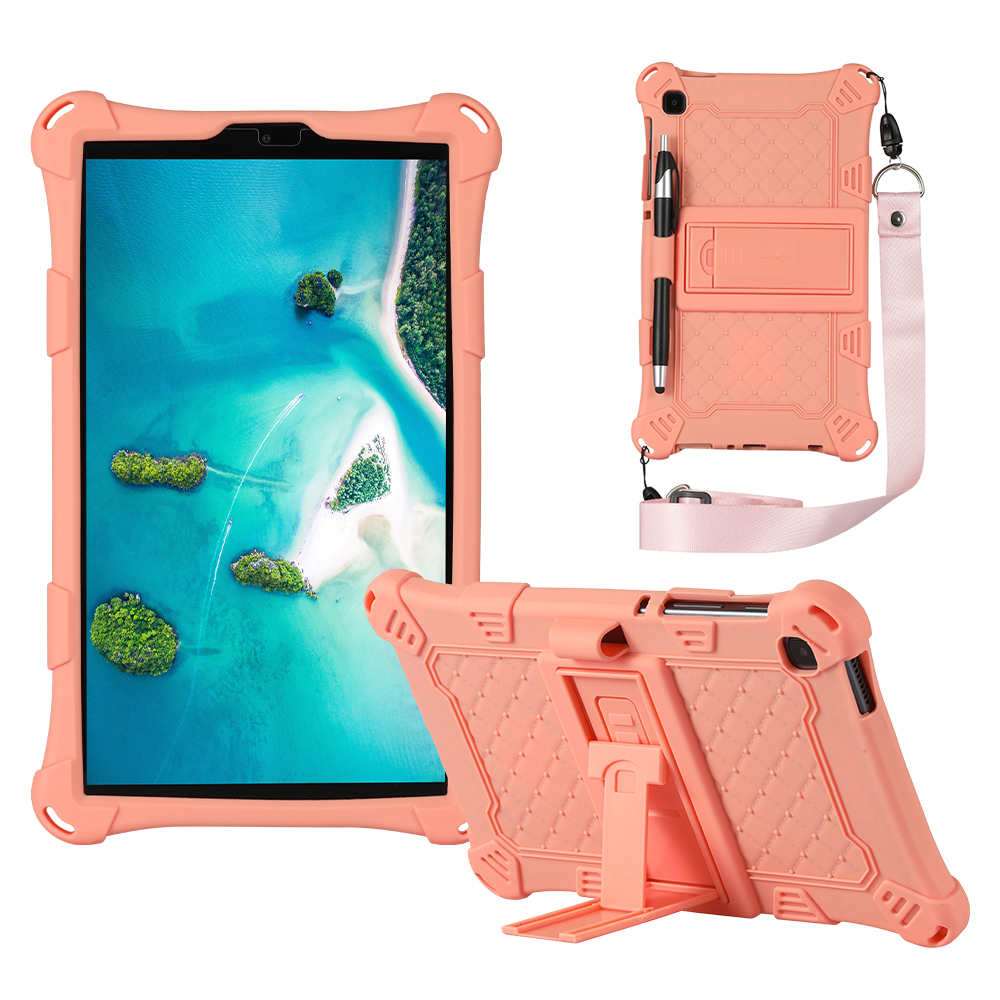 

Shockproof Full-Body Silicone Protective PC Rugged Durable Kickstand Case with Pencil Holder and Shoulder Strap for Galaxy Tab A7 Lite 8.7-inch / SM-T220 (Wi-Fi)- Orange, Galaxy Tab A7 Lite 8.7-inch
