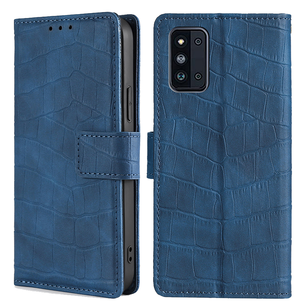 

Skin-touch Feeling Crocodile Texture Leather Wallet Phone Stand Case for Samsung Galaxy F52 5G - Blue, Galaxy F52 5G