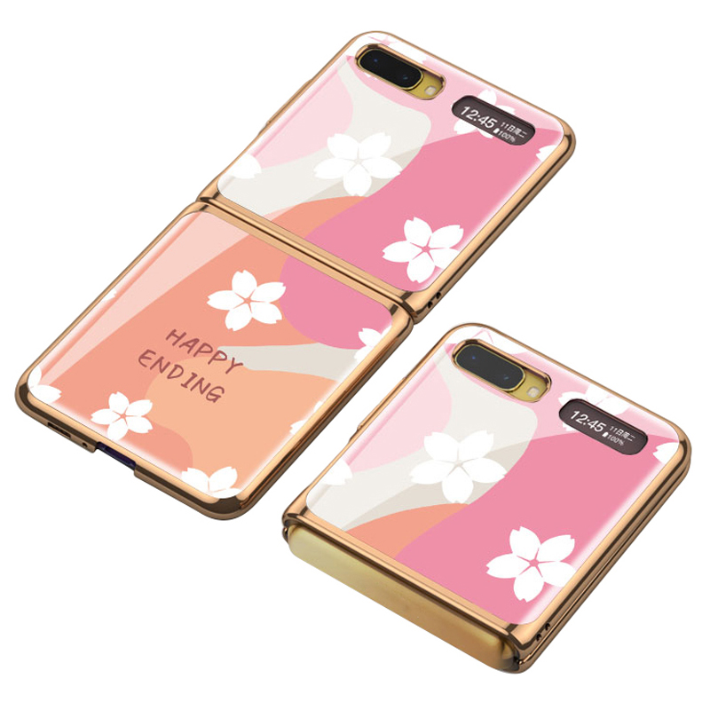 

GKK Happy Effing Pattern Price Закаленное Стекло + ПК Защитный Чехол Для Телефона Case Для Samsung Galaxy Z Flip - Оранжевый / Роза, Galaxy Z Flip