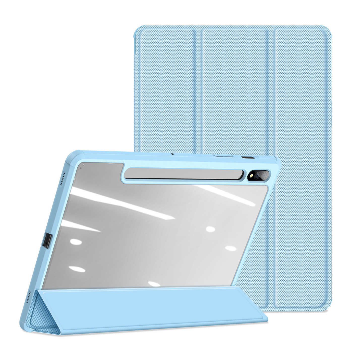 

DUX DUCIS TOBY Series Tri-fold Stand Auto Wake / Sleep Leather Tablet Case Cover for Samsung Galaxy Tab S7 - Baby Blue, Galaxy Tab S7