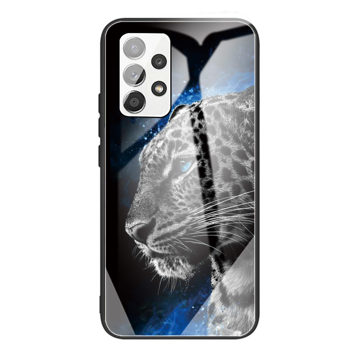 

Pattern Printing Soft TPU Bumper Frame Shockproof Tempered Glass Back Cover for Samsung Galaxy A72 5G / 4G - Tiger, Galaxy A72 5G