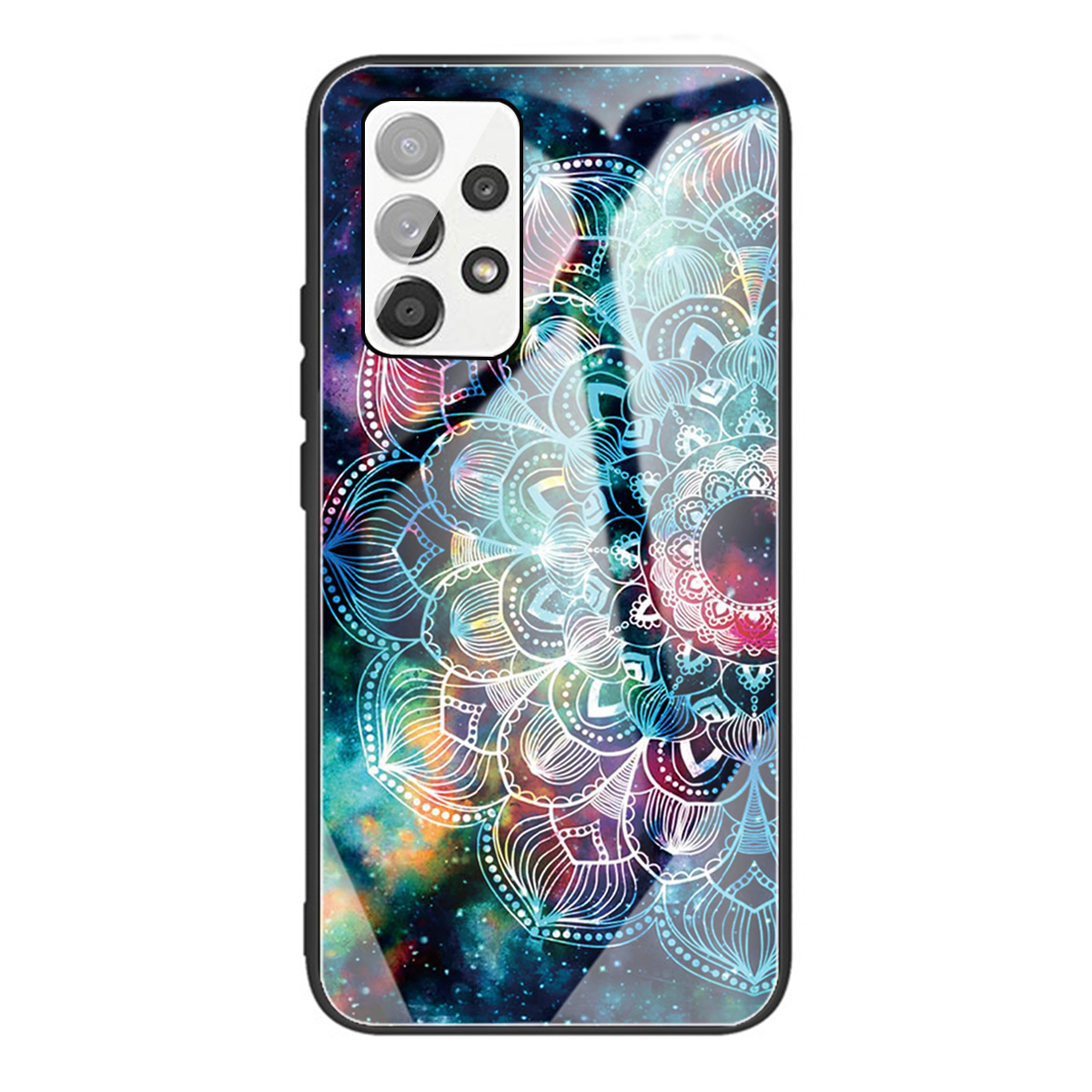 

Pattern Tempered Glass Back Cover Soft TPU Anti Scratch Bumper Protective Case for Samsung Galaxy A52 4G/5G / A52s 5G - Mandala Flower, Galaxy A52 5G