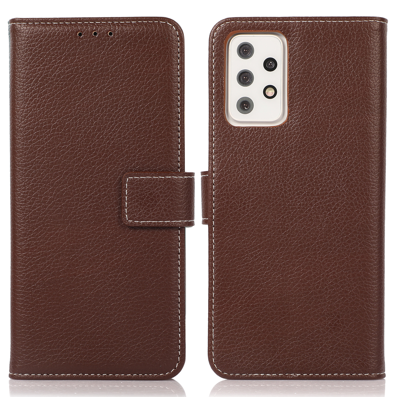 

Litchi Texture All-round Protection Leather Wallet Stand Phone Case Shell for Samsung Galaxy A72 4G/5G - Brown, Galaxy A72 4G