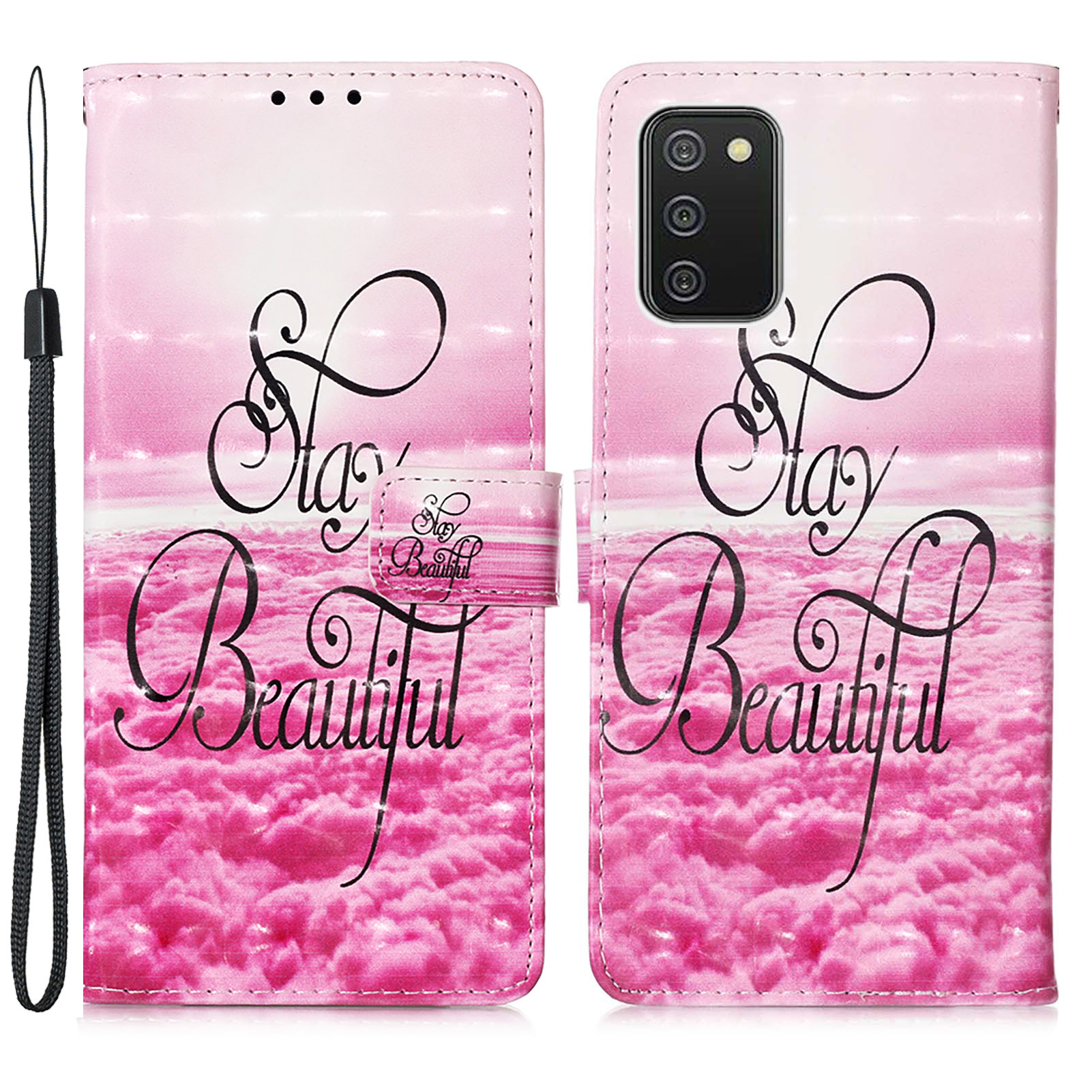 

3D Creative Pattern Design PU Leather Flip Wallet Magnetic Stand Case with Strap for Samsung Galaxy A03s (166.5 x 75.98 x 9.14mm) - Stay Beautiful, Galaxy A03s (166.5 x 75.98 x 9.14mm)