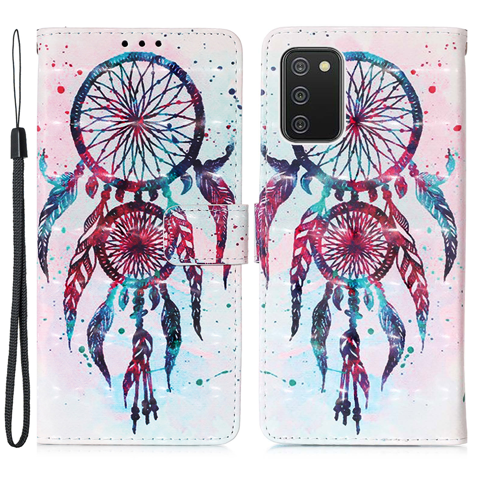 

3D Creative Pattern Design PU Leather Flip Wallet Magnetic Stand Case with Strap for Samsung Galaxy A03s (166.5 x 75.98 x 9.14mm) - Colorful Wind Chimes, Samsung Galaxy A03s (166.5 x 75.98 x 9.14mm)