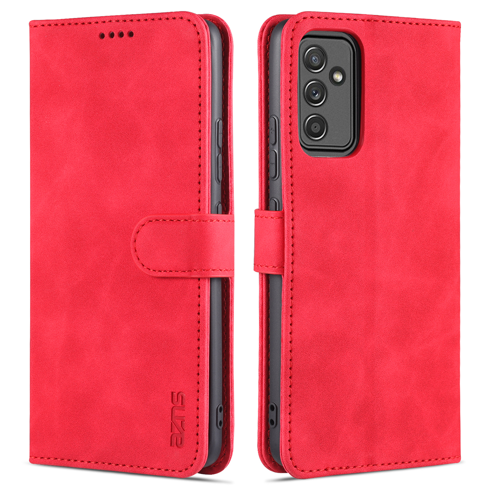 

AZNS PU Leather Folio Flip Wallet Stand Phone Case for Samsung Galaxy A82 5G - Red, Galaxy A82 5G