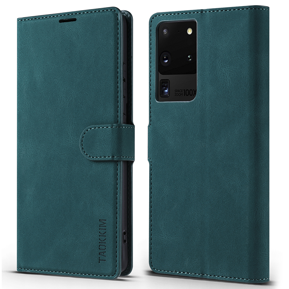 

Taokkim Защитный Кожаный Кожаный Кошелек Чехол с Капля - Зеленый, Galaxy S20 Ultra