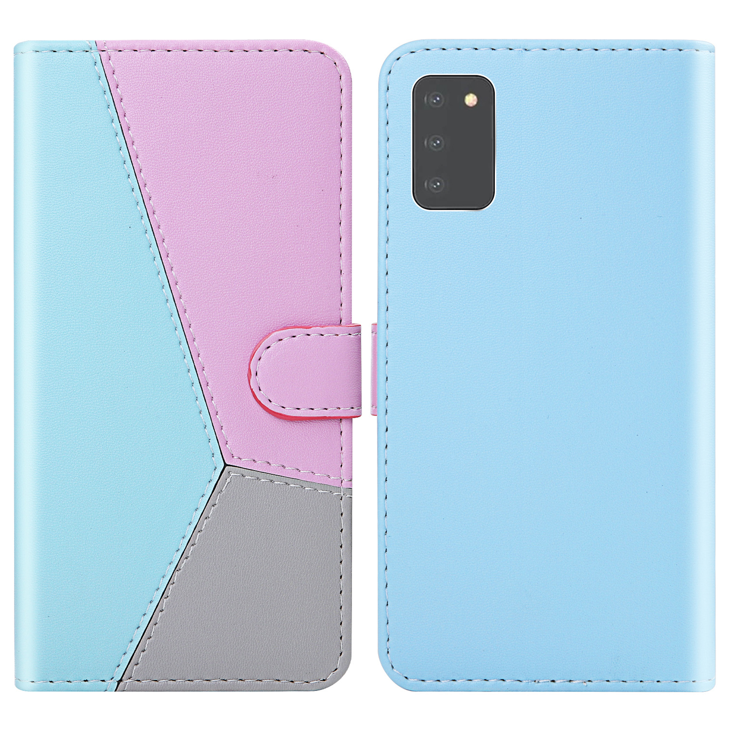 

Full Body Protection Tri-color Splicing Horizontal Flip PU Leather Wallet Case with Magnetic for Samsung Galaxy A03s (166.5 x 75.98 x 9.14mm) - Blue/Purple/Grey, Samsung Galaxy A03s (166.5 x 75.98 x 9.14mm)