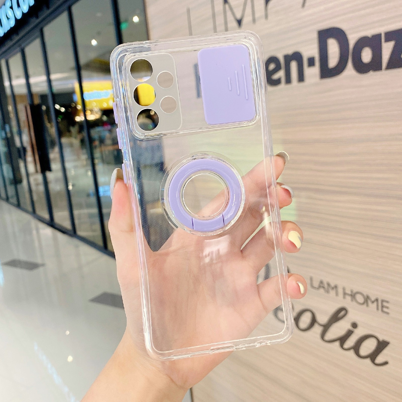 

Anti-Fall Camera Slide Мобильный Телефон Задний Чехол С Подсветкой Для Samsung Galaxy A72 5G / 4G - Фиолетовый, Galaxy A72 5G
