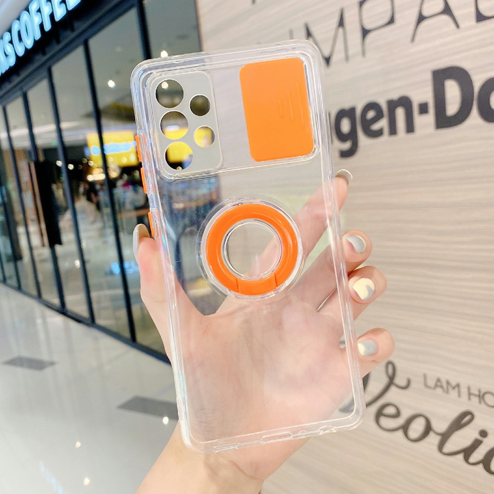 

Anti-Fall Camera Slide Мобильный Телефон Задний Чехол С Подсветкой Для Samsung Galaxy A72 5G / 4G - Апельсин, Galaxy A72 5G