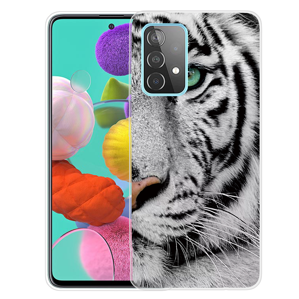 

Прозрачная Стройная Печать Soft TPU Против Scratch Shockprotepto Protective Для Samsung Galaxy A72 5G / 4G - Голова Тигра, Galaxy A72 5G