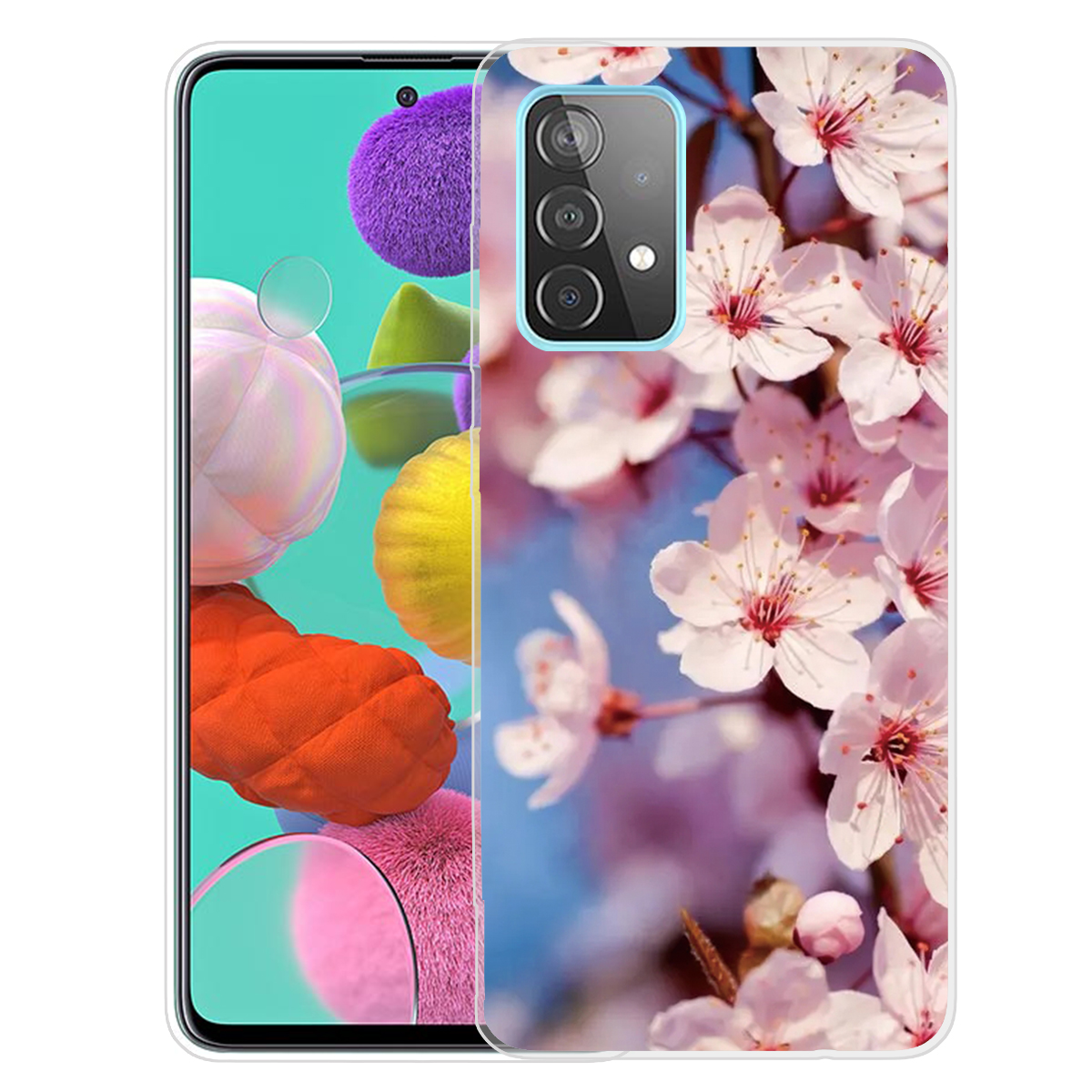 

Творческий Дизайн Печати с Узором Soft TPU Shock -resect / A52s 5G - Peach Blossom, Galaxy A52 5G
