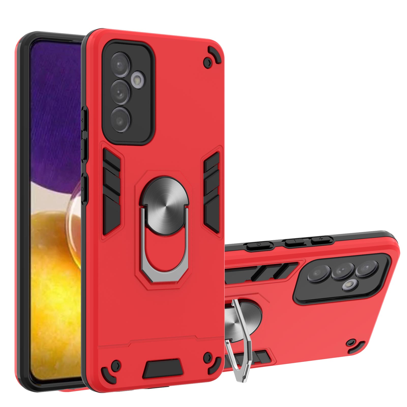 

Вращающаяся Держатель Кольца Kickstand TPU + PC Material Hybrid Double-shock Oh-cover Antyplop Shell Для Samsung Galaxy A82 5G - Красный, Galaxy A82 5G
