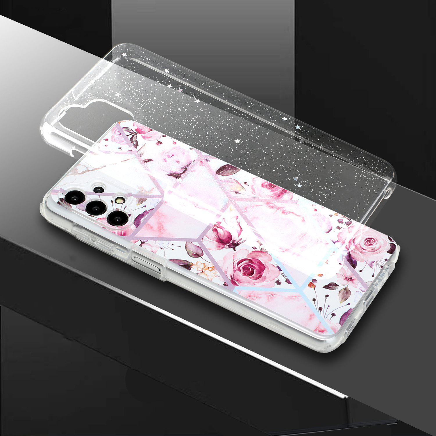 

Hard PC + Soft TPU Гибридный Корпус Эпоксидный Паттер - Роза, Galaxy M32 5G