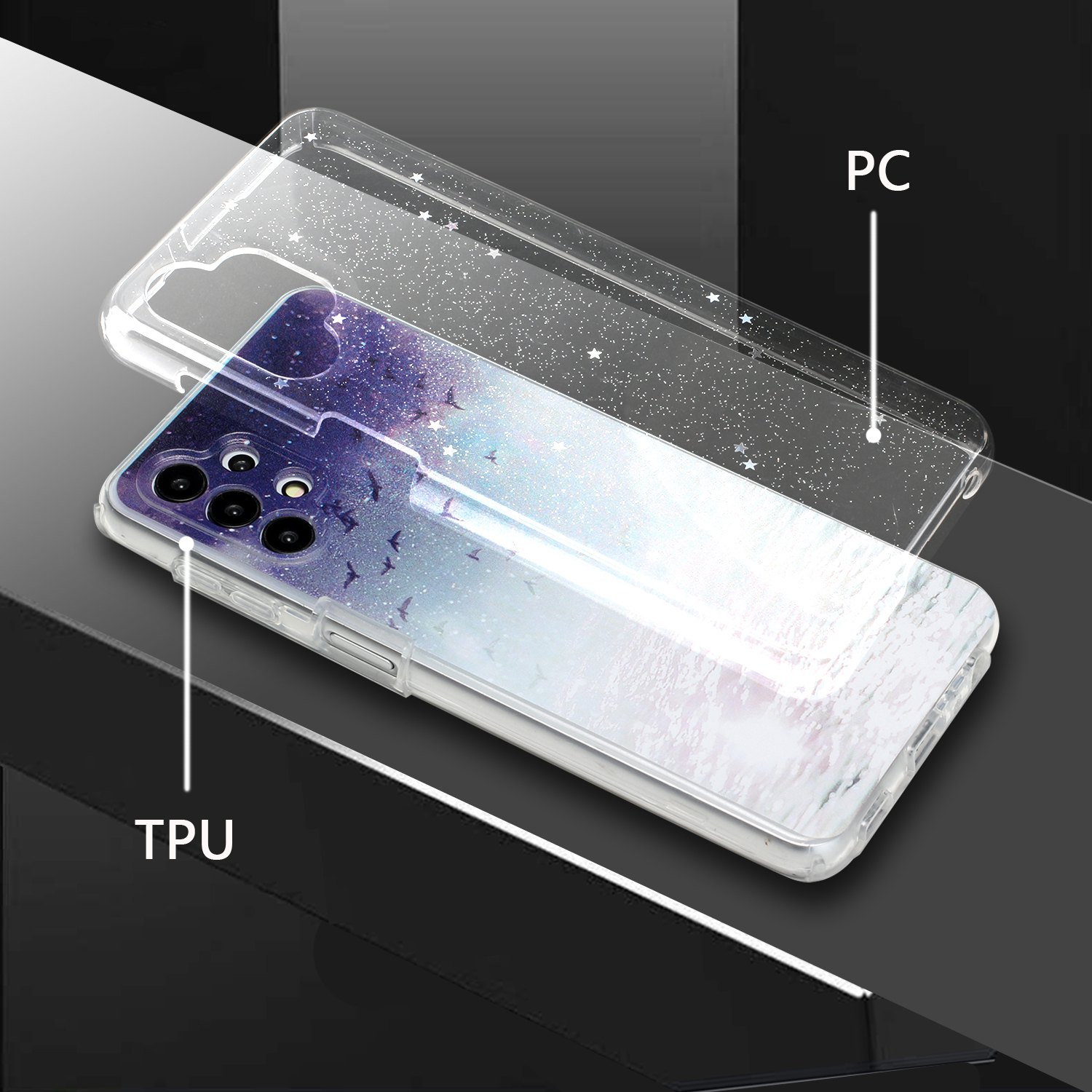 

Hard PC + Soft TPU Hybrid Case Epoxy Pattern Printing Phone Shell for Samsung Galaxy A32 5G/M32 5G - Bird, Galaxy M32 5G