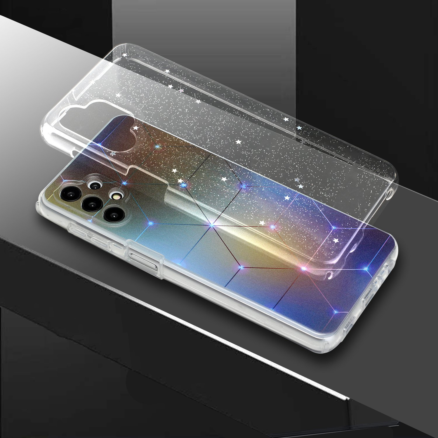 

PC Epoxy + TPU Pattern Printing Phone Case Detachable 2-in-1 Mobile Hybrid Cover for Samsung Galaxy A72 4G/5G - Geometry, Galaxy A72 4G