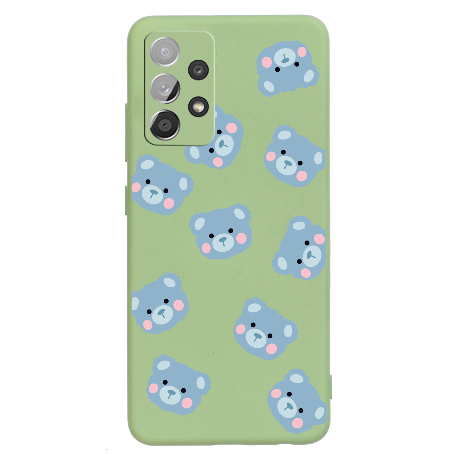 

Cute Little Bear Pattern Printing Soft Liquid Silicone Case with Raised Edges Drop Protection Cover for Samsung Galaxy A72 5G / 4G - Green, Galaxy A72 5G