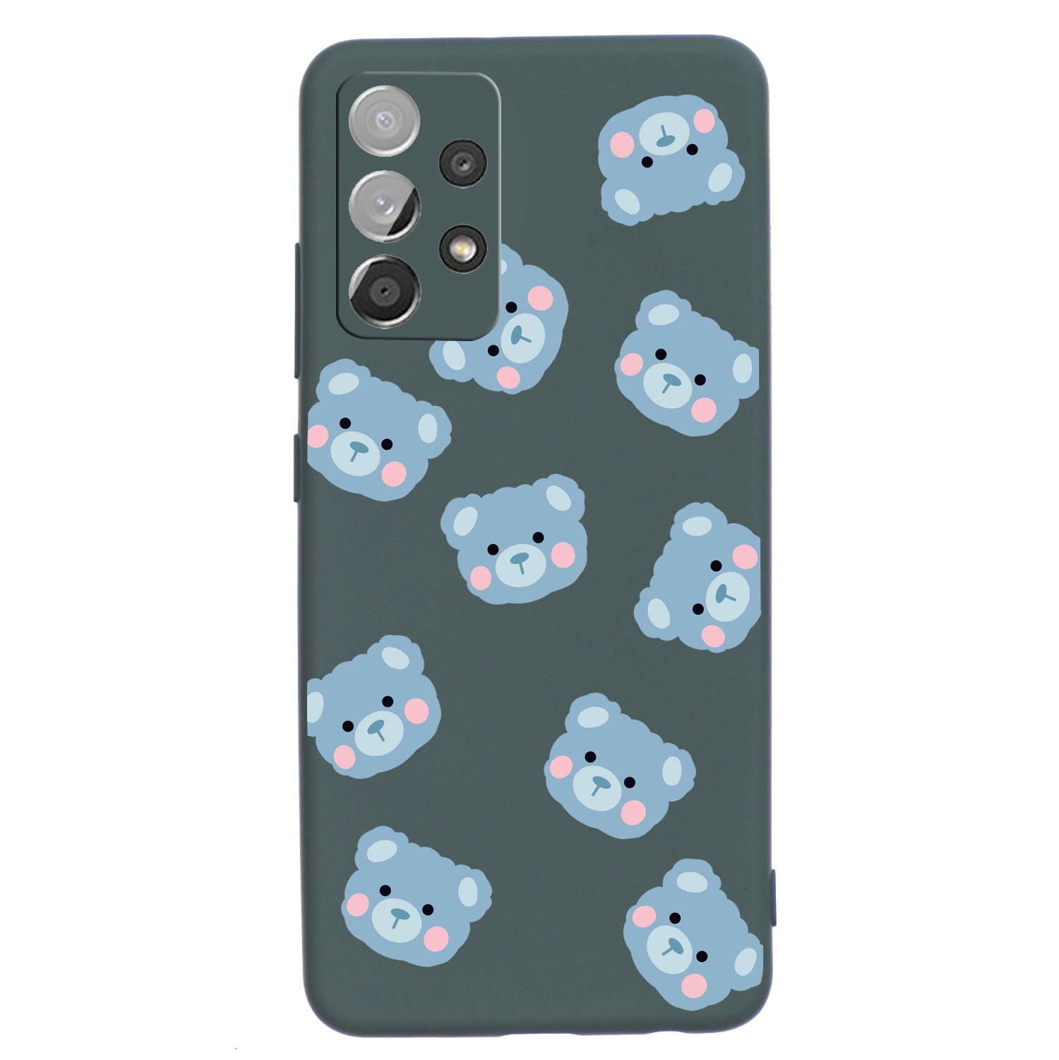 

Cartoon Little Bear Pattern Printing Liquid Silicone Bumper Protective Back Cover for Samsung Galaxy A52 4G/5G / A52s 5G - Dark Green, Galaxy A52 5G
