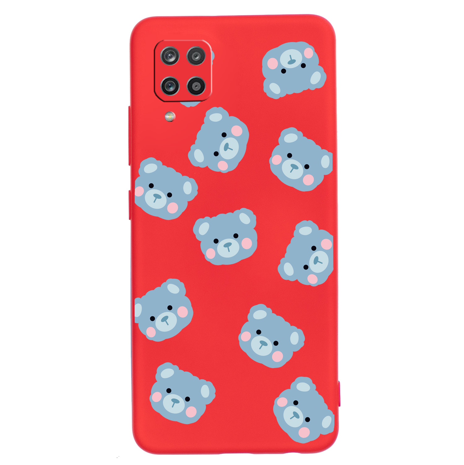 

Little Bear Pattern Printing Slim Liquid Silicone Non-Slip Shockproof Back Cover for Samsung Galaxy A12 - Red, Galaxy A12