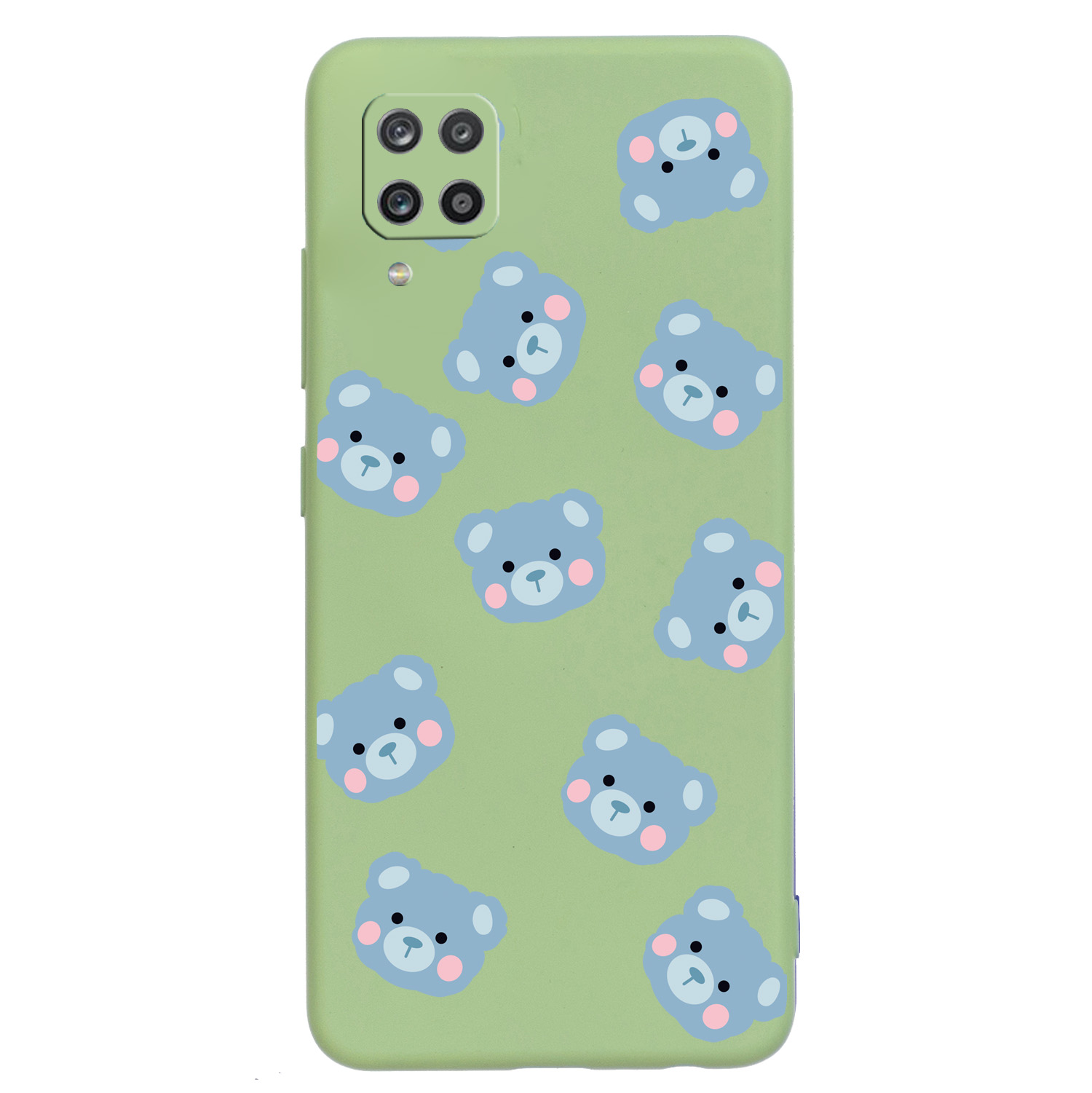 

Little Bear Pattern Printing Slim Liquid Silicone Non-Slip Shockproof Back Cover for Samsung Galaxy A12 - Green, Galaxy A12