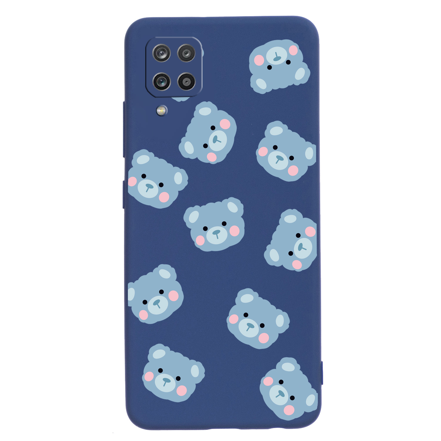 

Little Bear Pattern Printing Slim Liquid Silicone Non-Slip Shockproof Back Cover for Samsung Galaxy A12 - Dark Blue, Galaxy A12