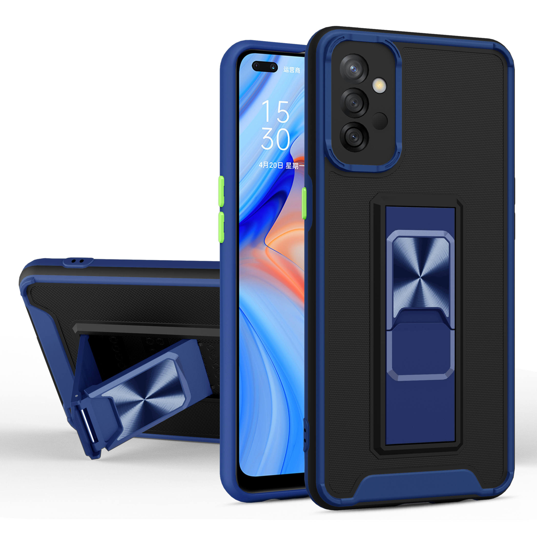 

Bi-color PC+TPU Hybrid Cover Feel Sceen Feel с Kickstand Для Samsung Galaxy A32 4G (версия Eu) - Синий, Samsung Galaxy A32 4G (EU Version)