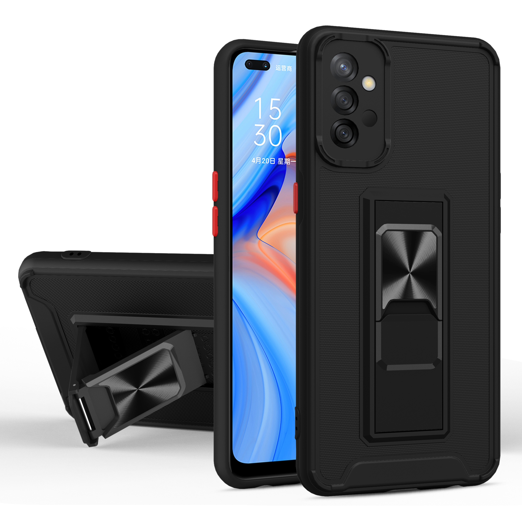 

Bi-color PC+TPU Hybrid Cover Skin Feel Case with Kickstand for Samsung Galaxy A32 4G (EU Version) - Black, Samsung Galaxy A32 4G (EU Version)