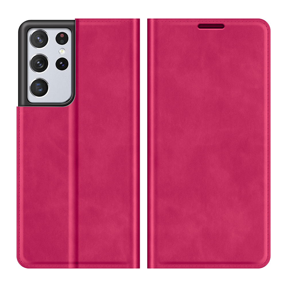 

Well-protected Leather Skin-touch Auto-absorbed Wallet Design Phone Cover for Samsung Galaxy S21 Ultra 5G - Red, Galaxy S21 Ultra 5G