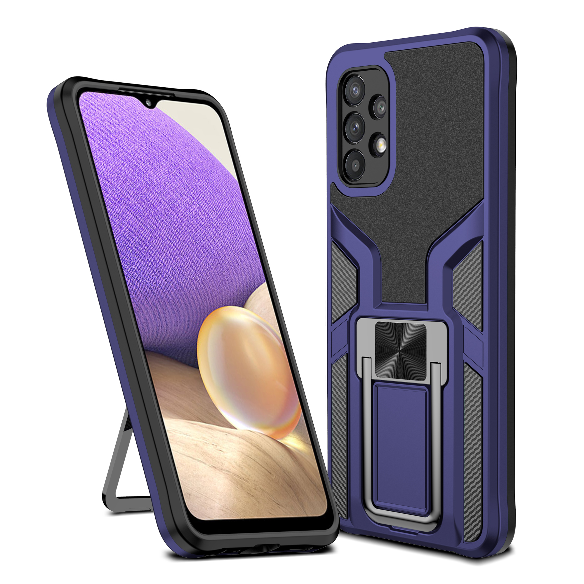 

Armor Series Dual Layer Shock-Absorption Kickstand Work with Magnetic Car Mount Combo PC + TPU Back Case for Samsung Galaxy A32 5G/M32 5G - Blue, Galaxy M32 5G