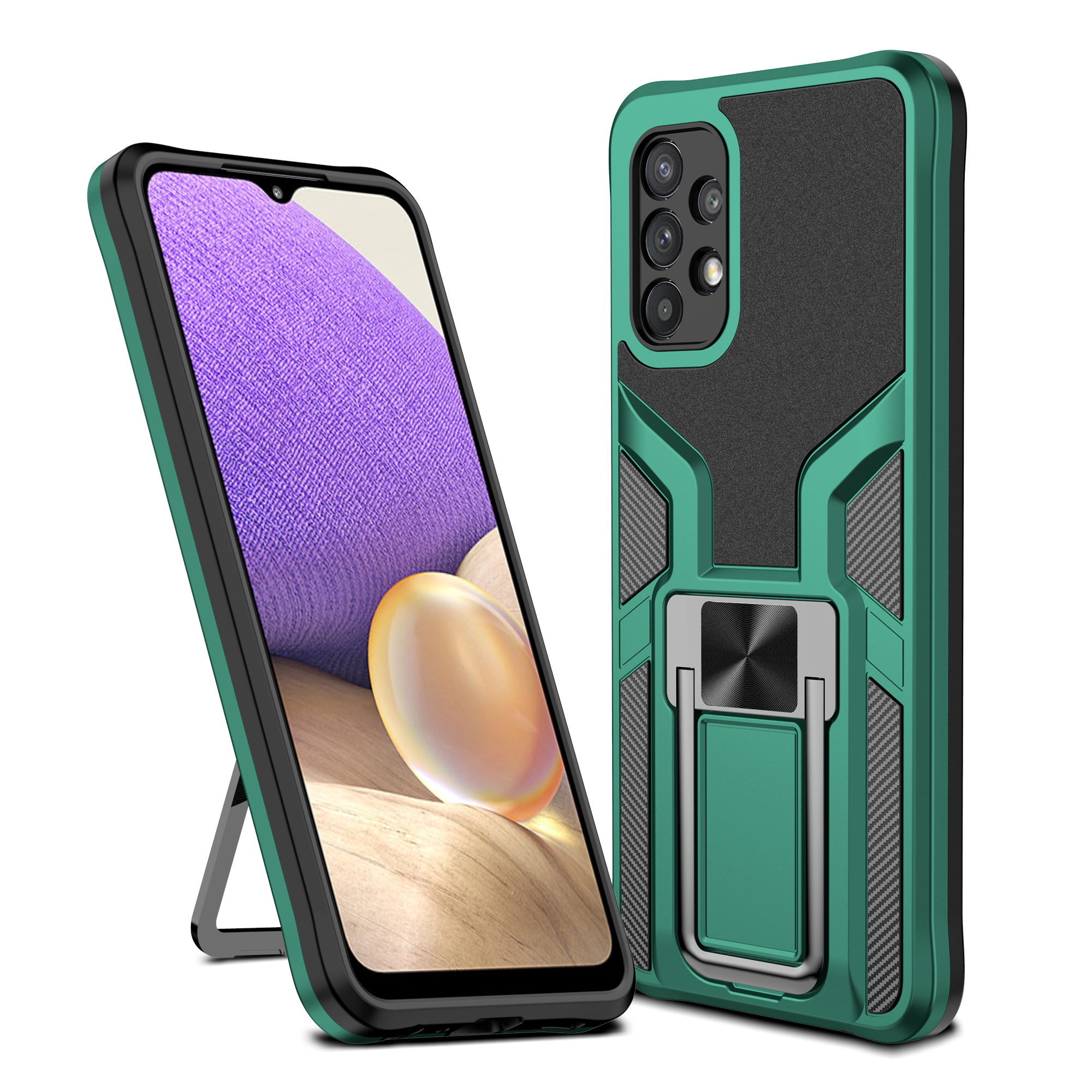 

Armor Series Dual Layer Shock-Absorption Kickstand Work with Magnetic Car Mount Combo PC + TPU Back Case for Samsung Galaxy A32 5G/M32 5G - Green, Galaxy M32 5G