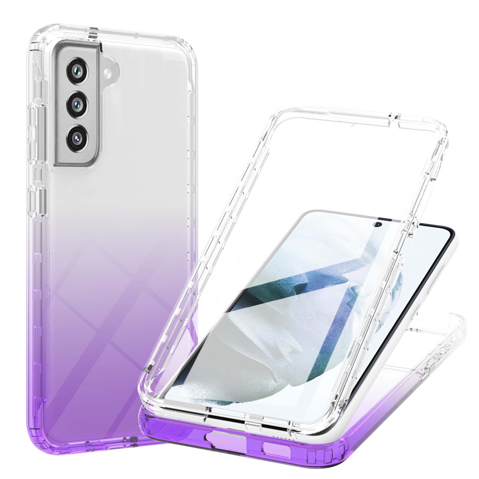 

Transparent Color Gradient Design TPU + PC + PET Phone Protective Case for Samsung Galaxy S21 FE/S21 Fan Edition - Purple, Galaxy S21 FE 5G