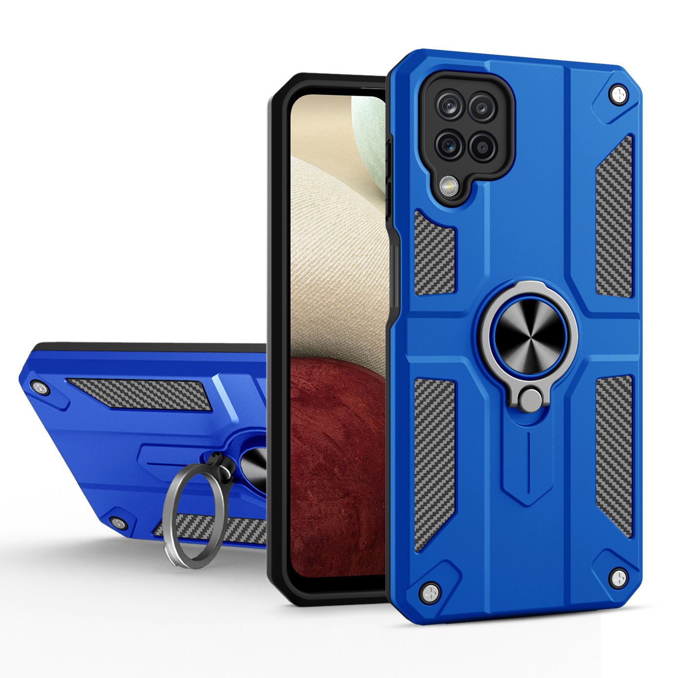 

Military Protection Hybrid Impact Shockproof Soft TPU Hard PC Cover with Magnetic Ring Kickstand for Samsung Galaxy A22 4G (EU Version) - Sapphire, Galaxy A22 4G (EU Version)