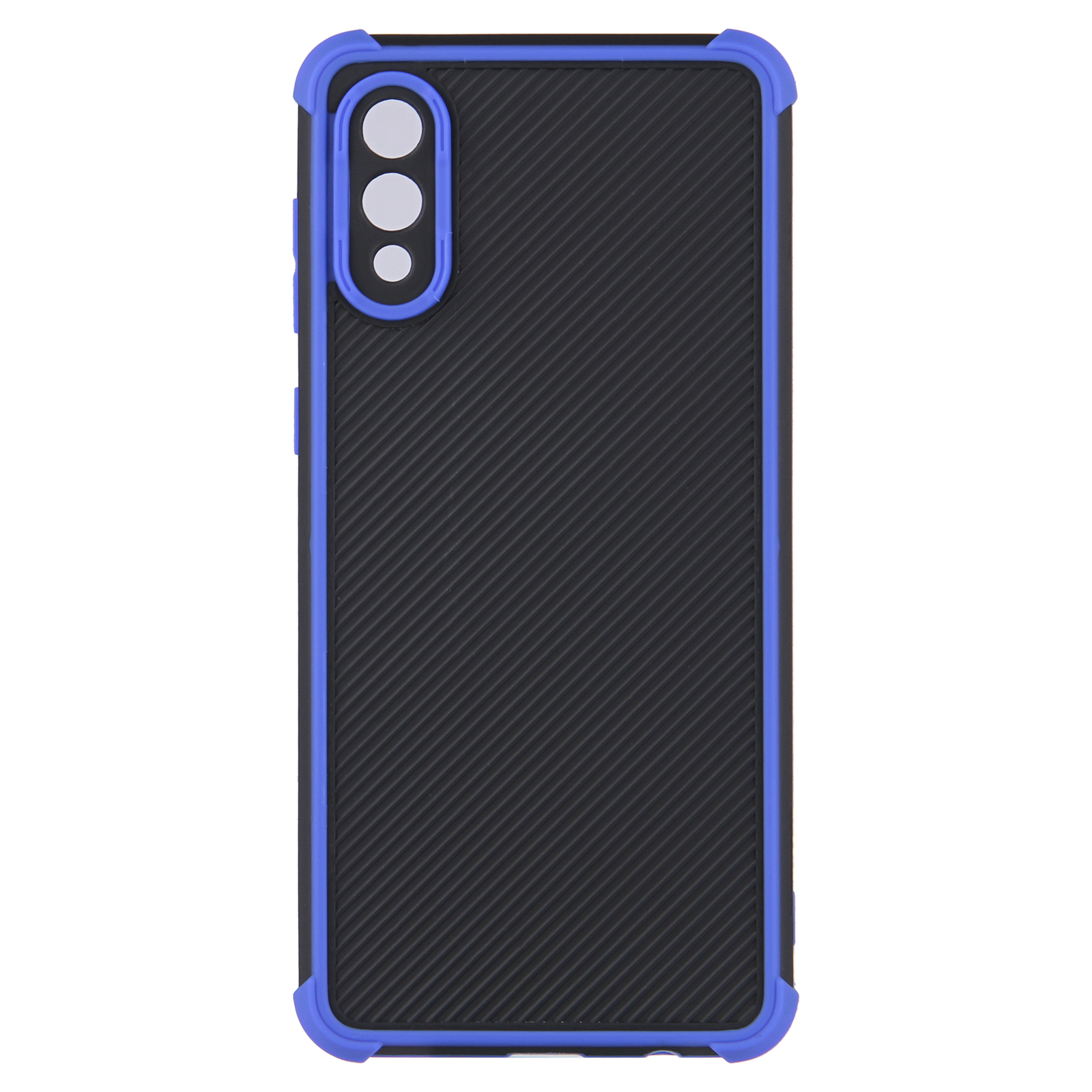 

Tactile Ribbed Texture Dual-Color Drop-proof PVC + TPU Hybrid Phone Cover Case for Samsung Galaxy A02/Galaxy M02 - Blue, Galaxy A02