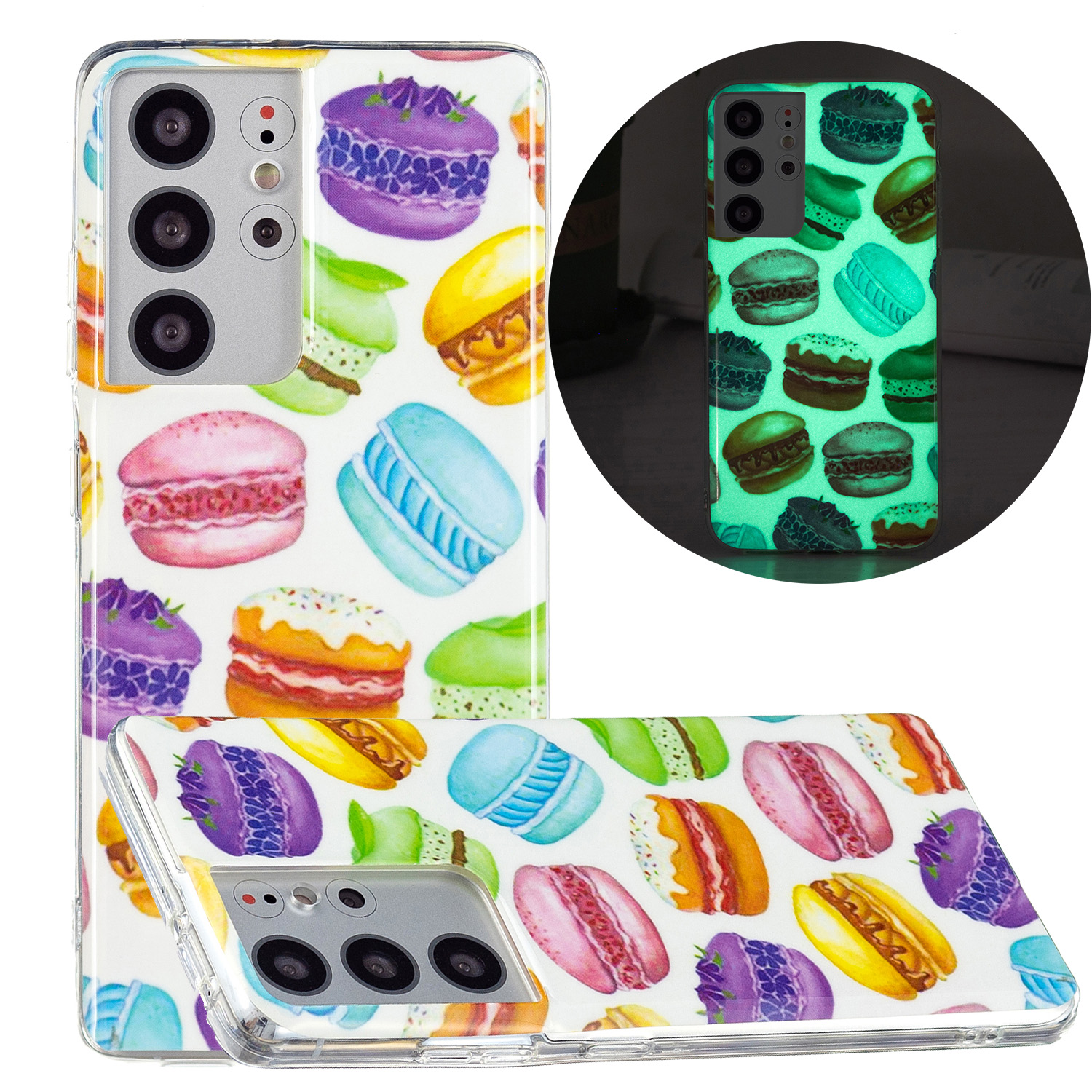 

Защита от Капли Нектилюкентного Светящегося IMD TPU Case Thone Back Shell Для Samsung Galaxy S21 Ultra 5G - Гамбургер, Galaxy S21 Ultra 5G