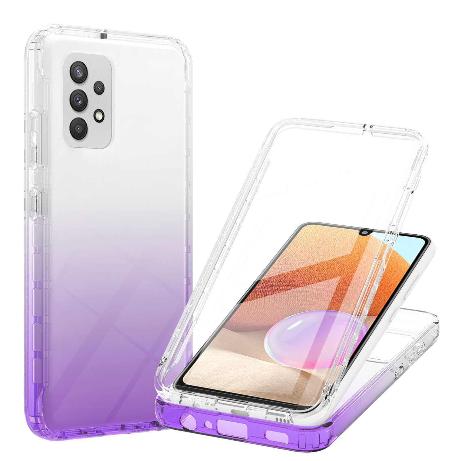 

Gradient Color PC Frame + Pet Film + TPU Задняя Панель 3-в-1 Полная Защита Человек Для Телефона Case Для Samsung Galaxy A32 4G (версия ЕС) - Фиолетовый, Galaxy A32 4G (EU Version)