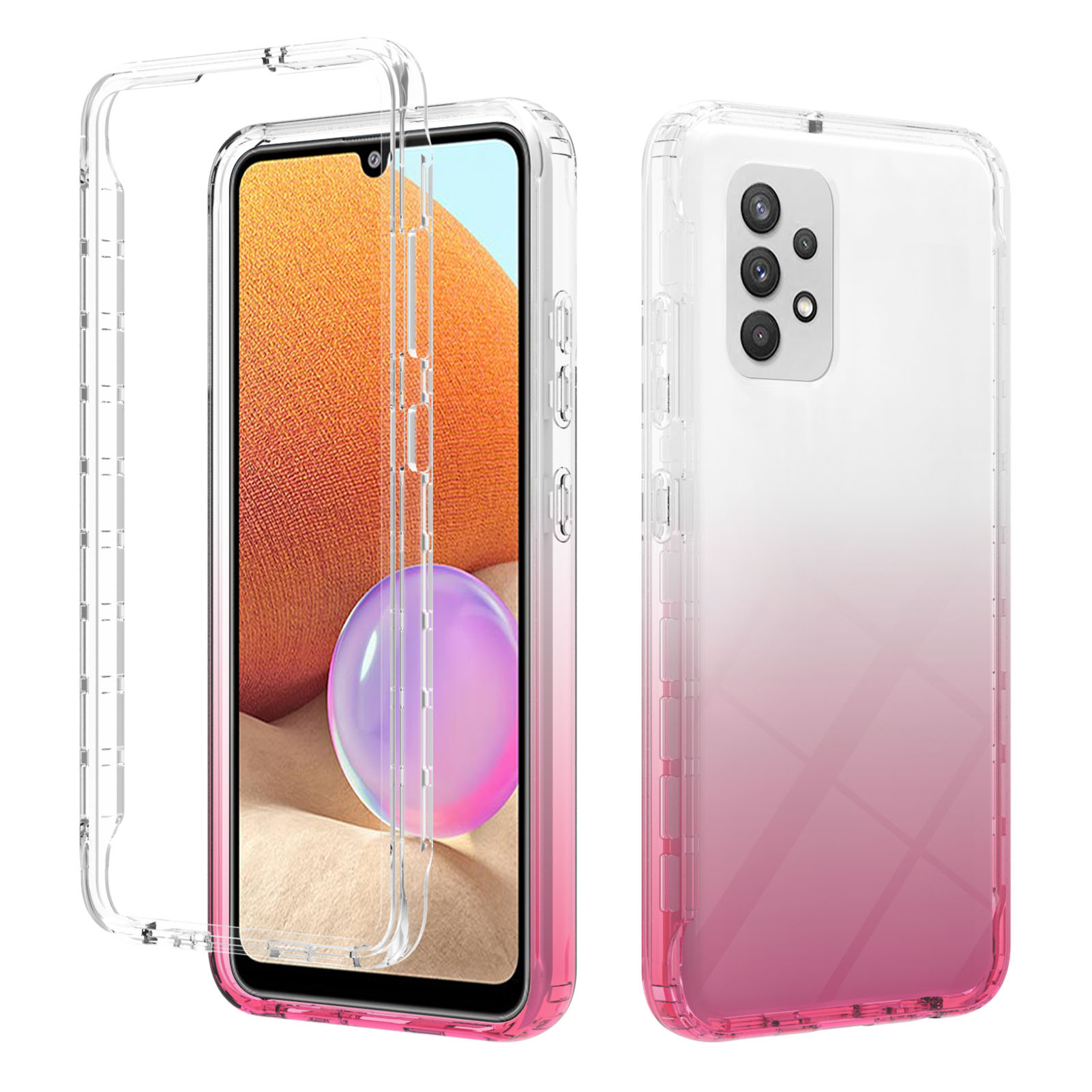 

Hard PC Bumper + TPU Back Cover Gradient Color Hybrid Phone Case Cover for Samsung Galaxy A32 4G (EU Version) - Gradient Red, Galaxy A32 4G (EU Version)