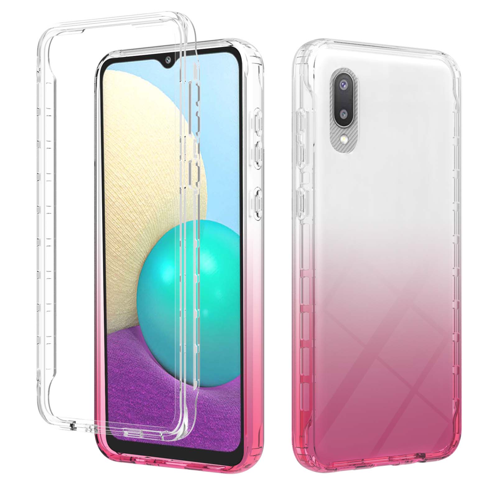 

Gradient Color Slim Hybrid 2-in-1 Hard PC Frame Soft TPU Back Shockproof Case for Samsung Galaxy A02 / M02 - Gradient Red, Galaxy A02